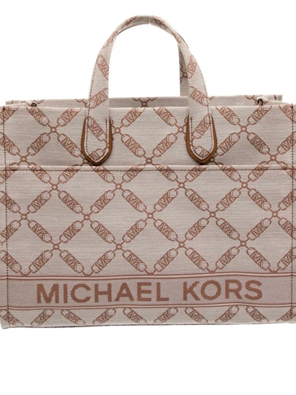 Michael Kors Beige and Brown Logo Jacquard Tote with wallet